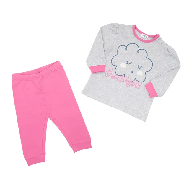 Toys Center Baby pigiama bimba due pezzi grigio rosa interlock
