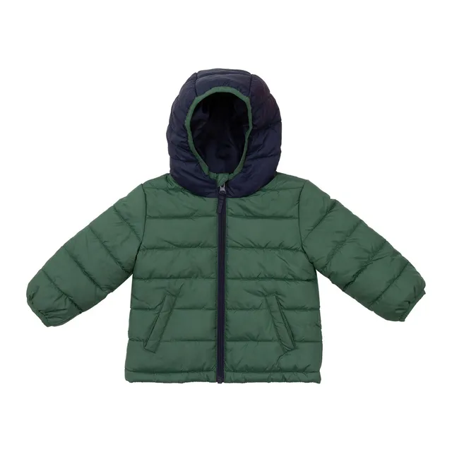 Piumino leggero bambino verde blu con cappuccio