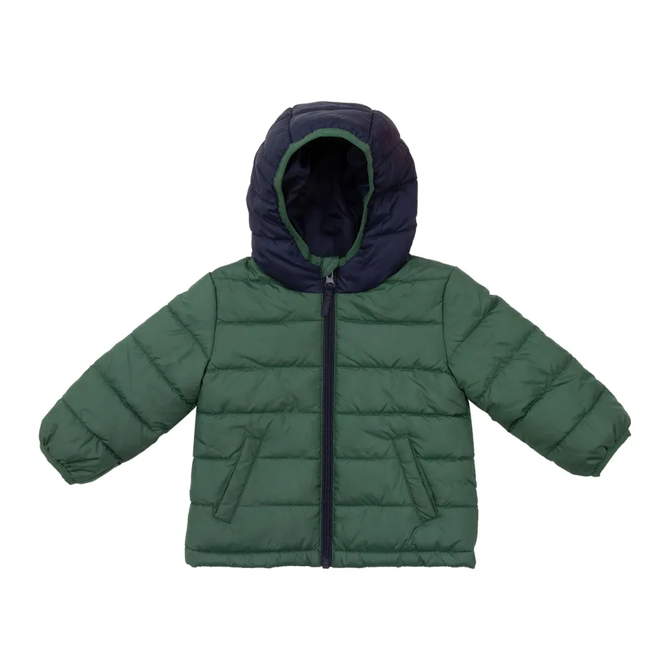 Piumino leggero bambino verde blu con cappuccio