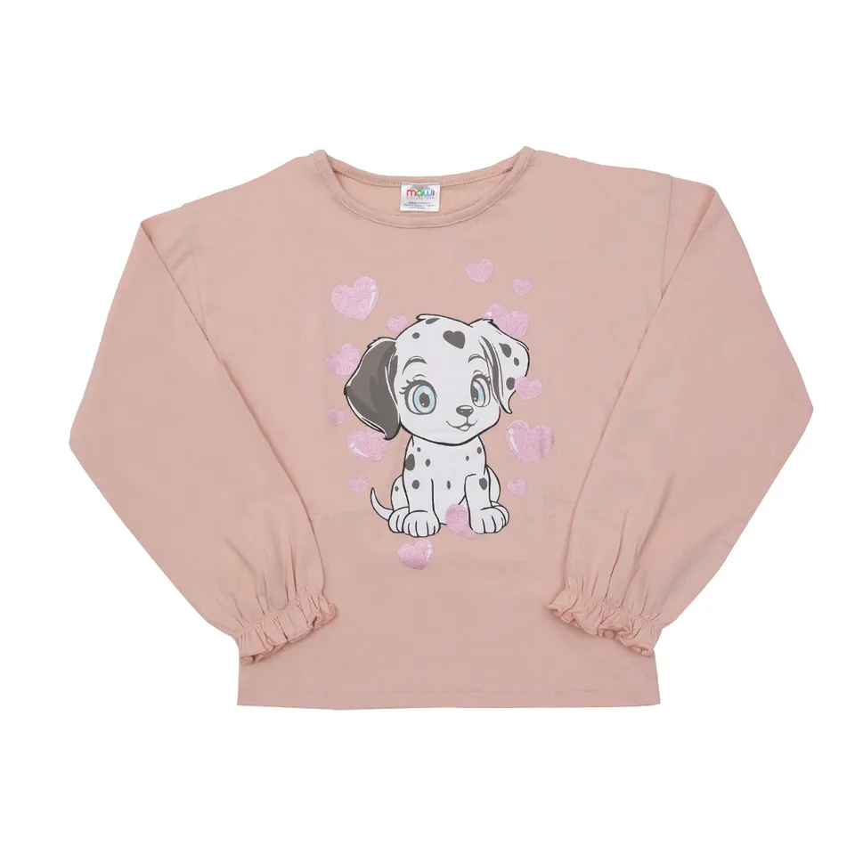 Mawi Maglia Jersey Bambina Manica Lunga Rosa Stampata