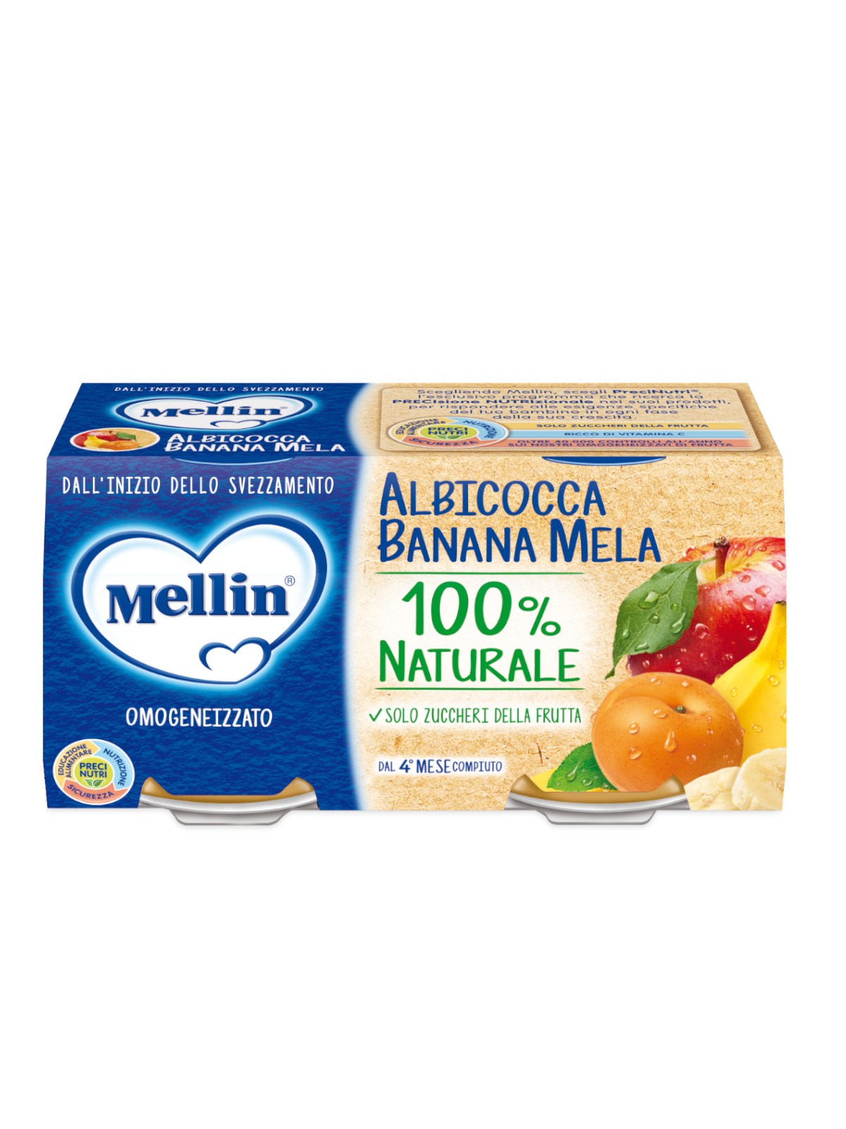 Mellin omogeneizzato albicocca banana mela 2x100 g