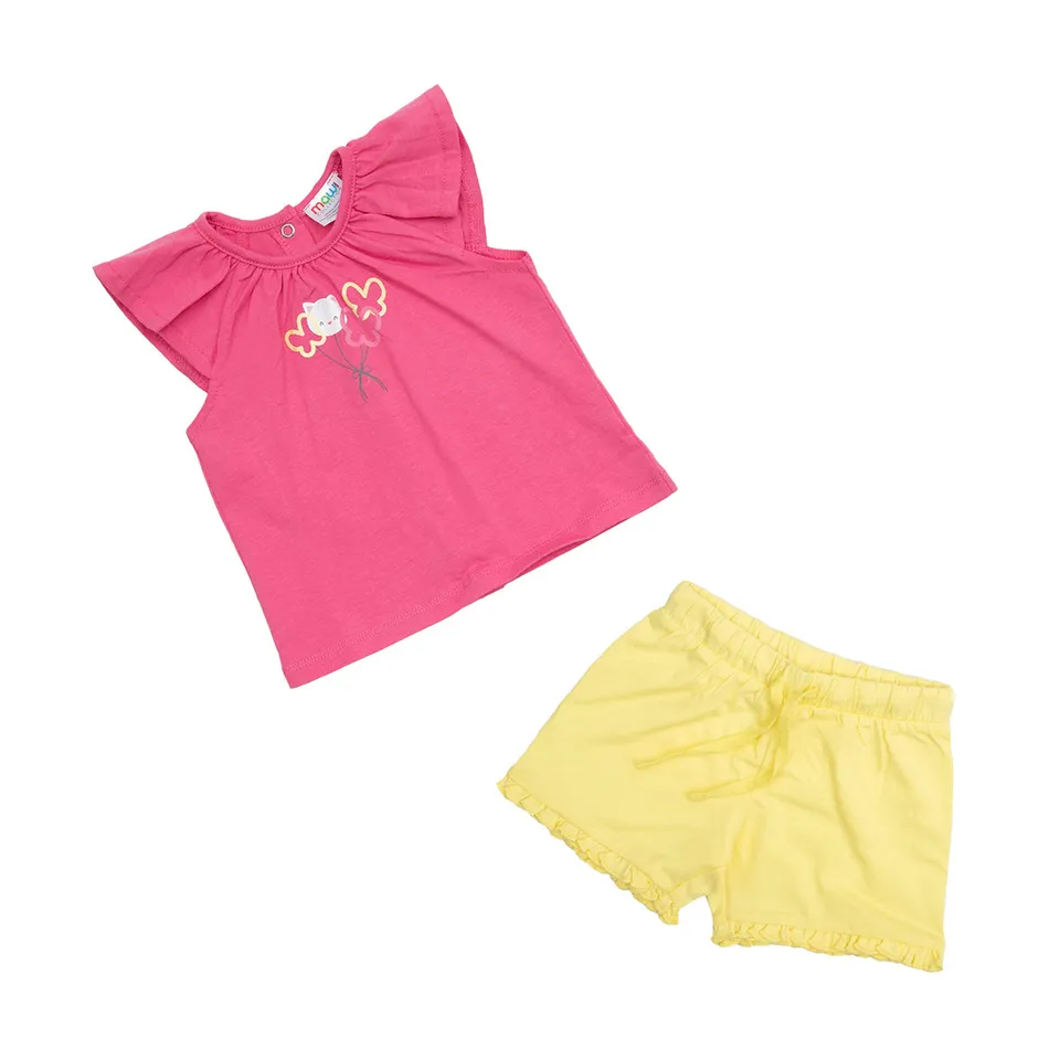 Toys Center Baby completino canotta e short bimba rosa giallo 2 pezzi