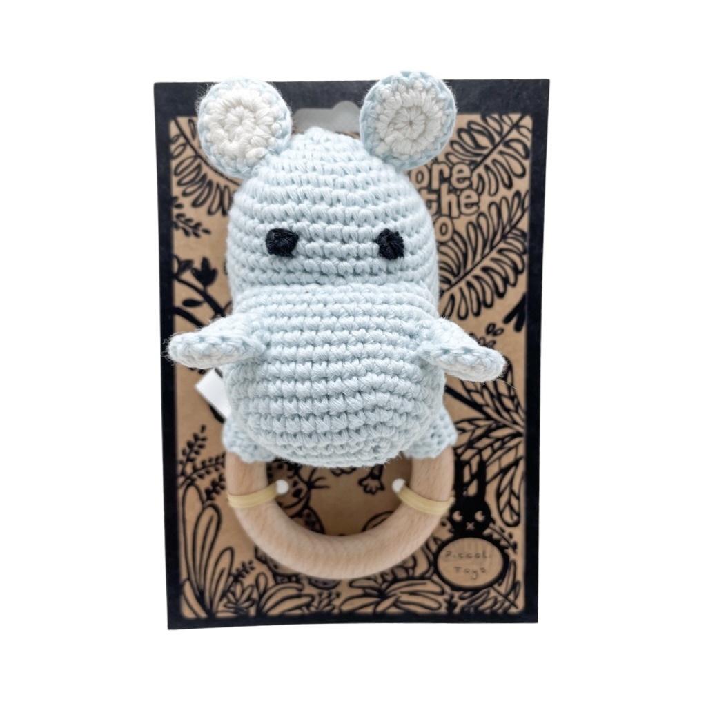 Piccoli Toys Ettore Sonaglio Uncinetto Ippopotamo in Cotone