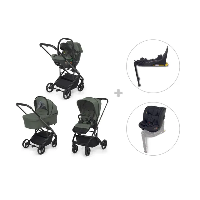 Foppapedretti Tictoc trio seggiolino auto olive con base