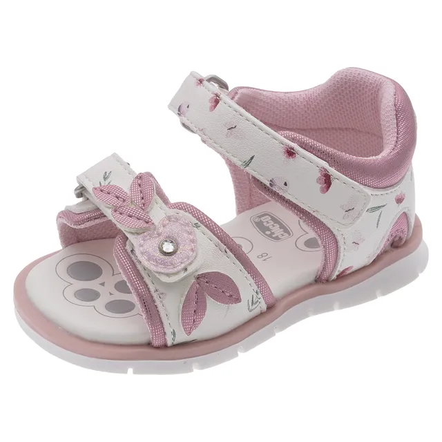 Chicco sandalo primi passi bimba bianco fiori con strappo