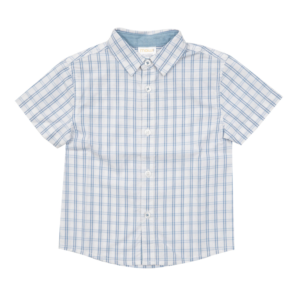 Camicia bimbo scozzese bianca azzurra mezza manica