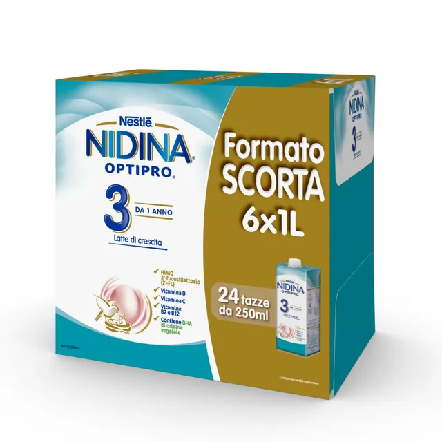 Nestlé Nidina Optipro 3 latte crescita liquido 6x1 l 12 mesi