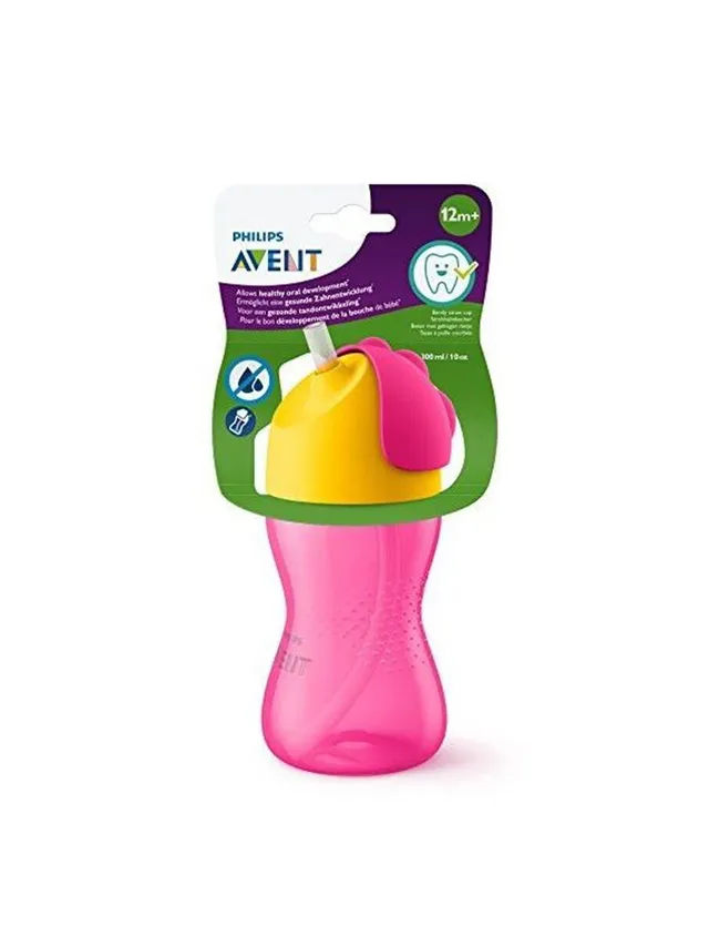 Philips Avent Tazza con Cannuccia 300 ml Rosa Antigoccia