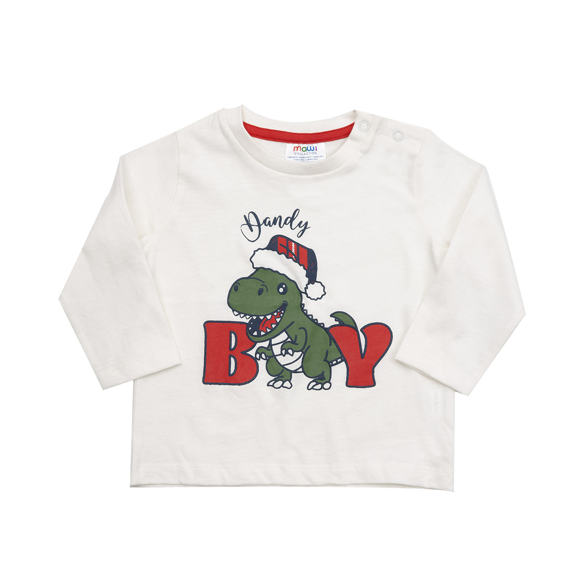 Mawi maglia manica lunga jersey panna stampa natalizia
