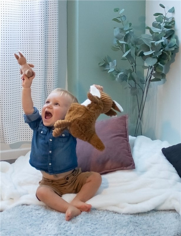 Les Déglingos Ptipotos Allezou peluche canguro marrone mamma bebè