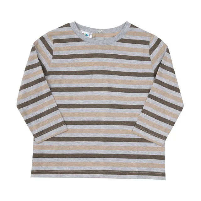 T-shirt bimbo manica lunga multicolor righe jersey