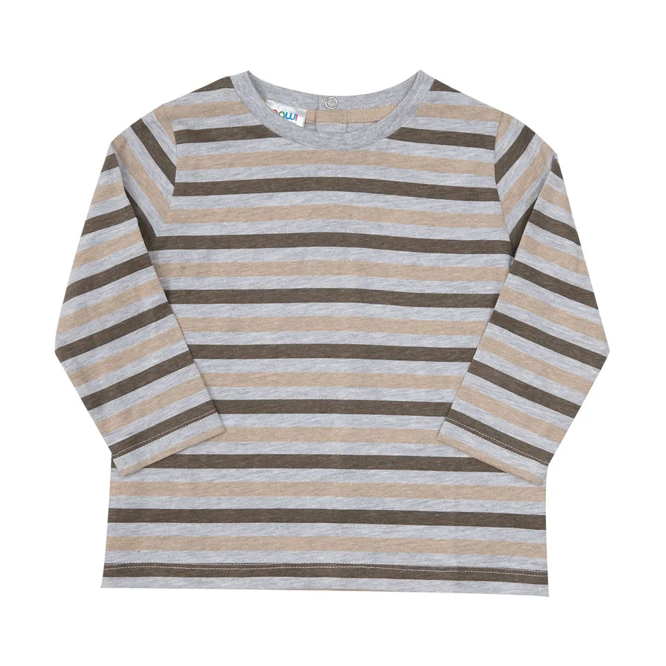 T-shirt bimbo manica lunga multicolor righe jersey
