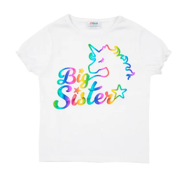 Big Sister t-shirt bambina jersey cotone maniche a palloncino