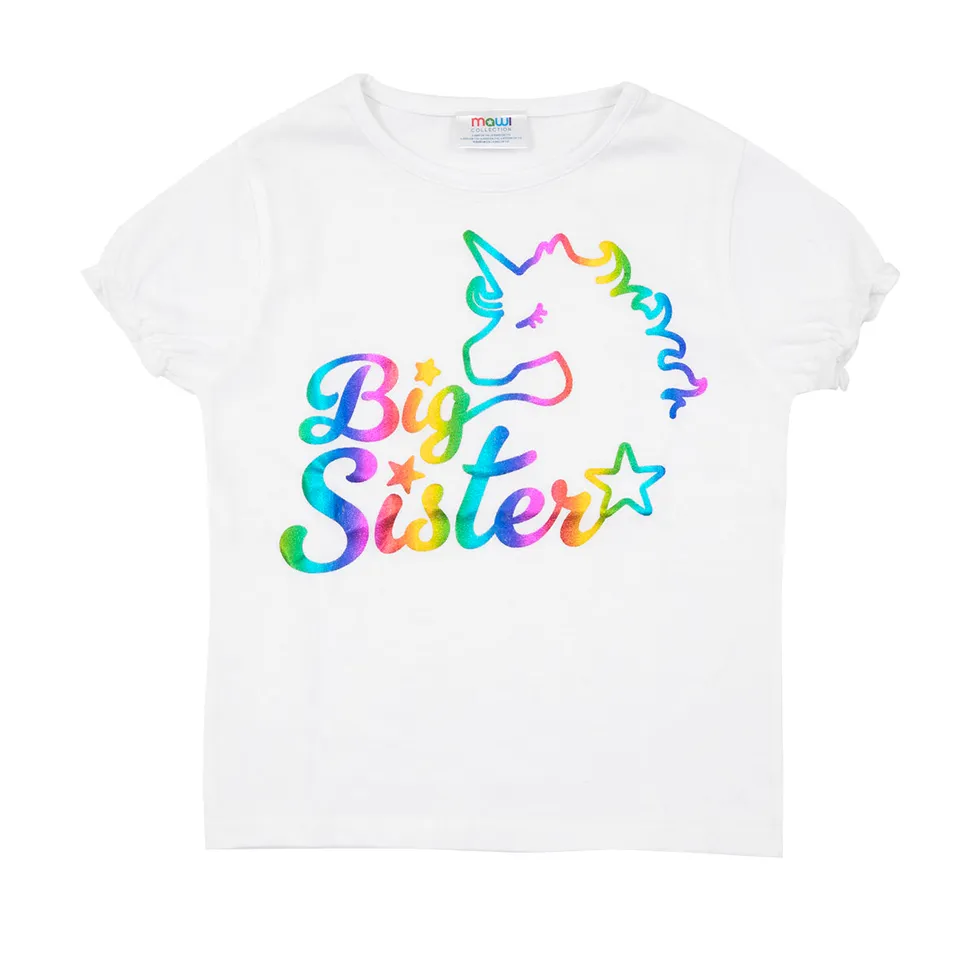 Big Sister t-shirt bambina jersey cotone maniche a palloncino