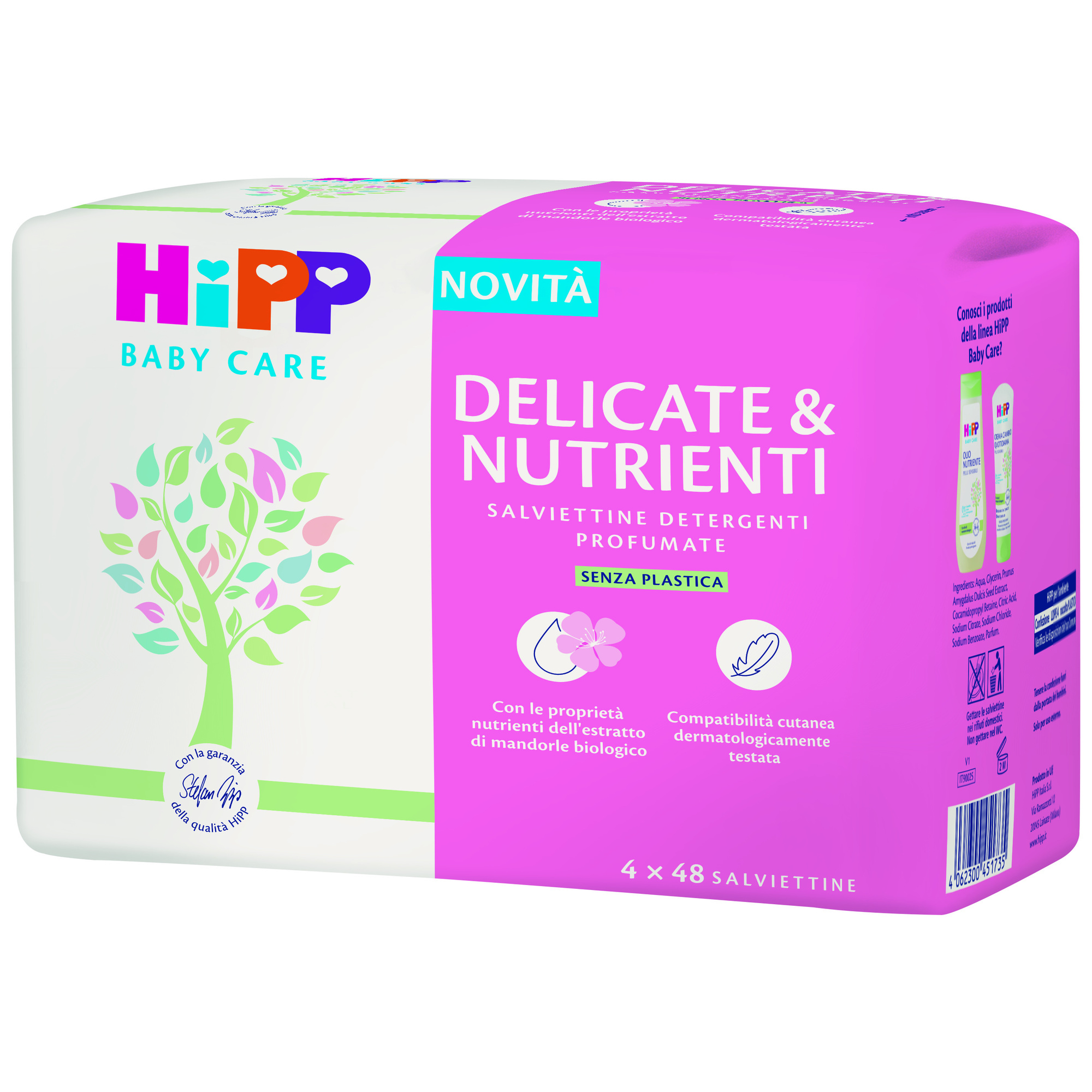 HiPP Baby Care delicate nutrienti salviettine mandorla 4x48