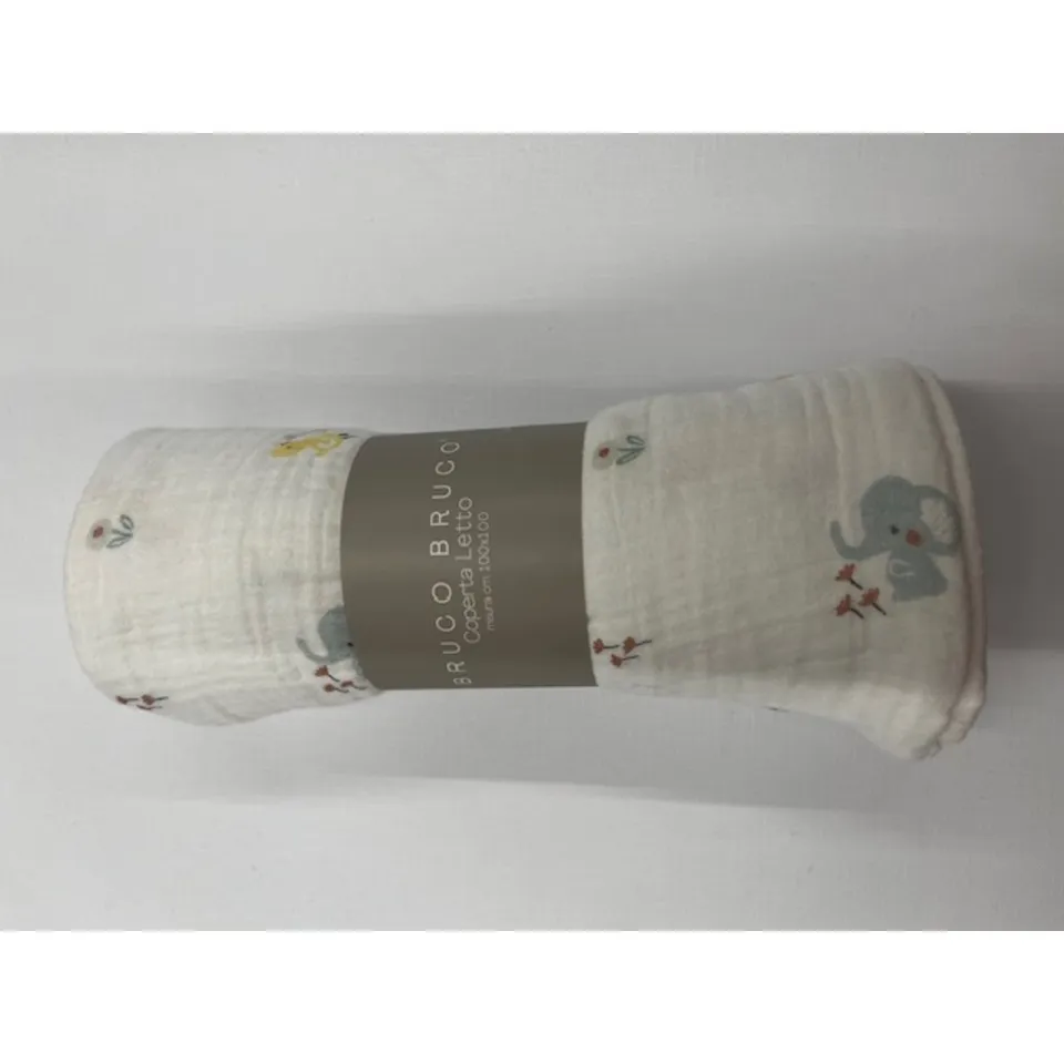 Bruco Bruco coperta in mussola 100x100 elefantini e fiori