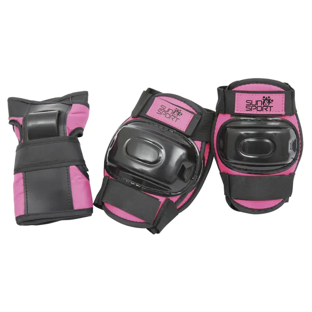 Sun & Sport set protezioni bici e monopattino rosa polsi gomiti ginocchia