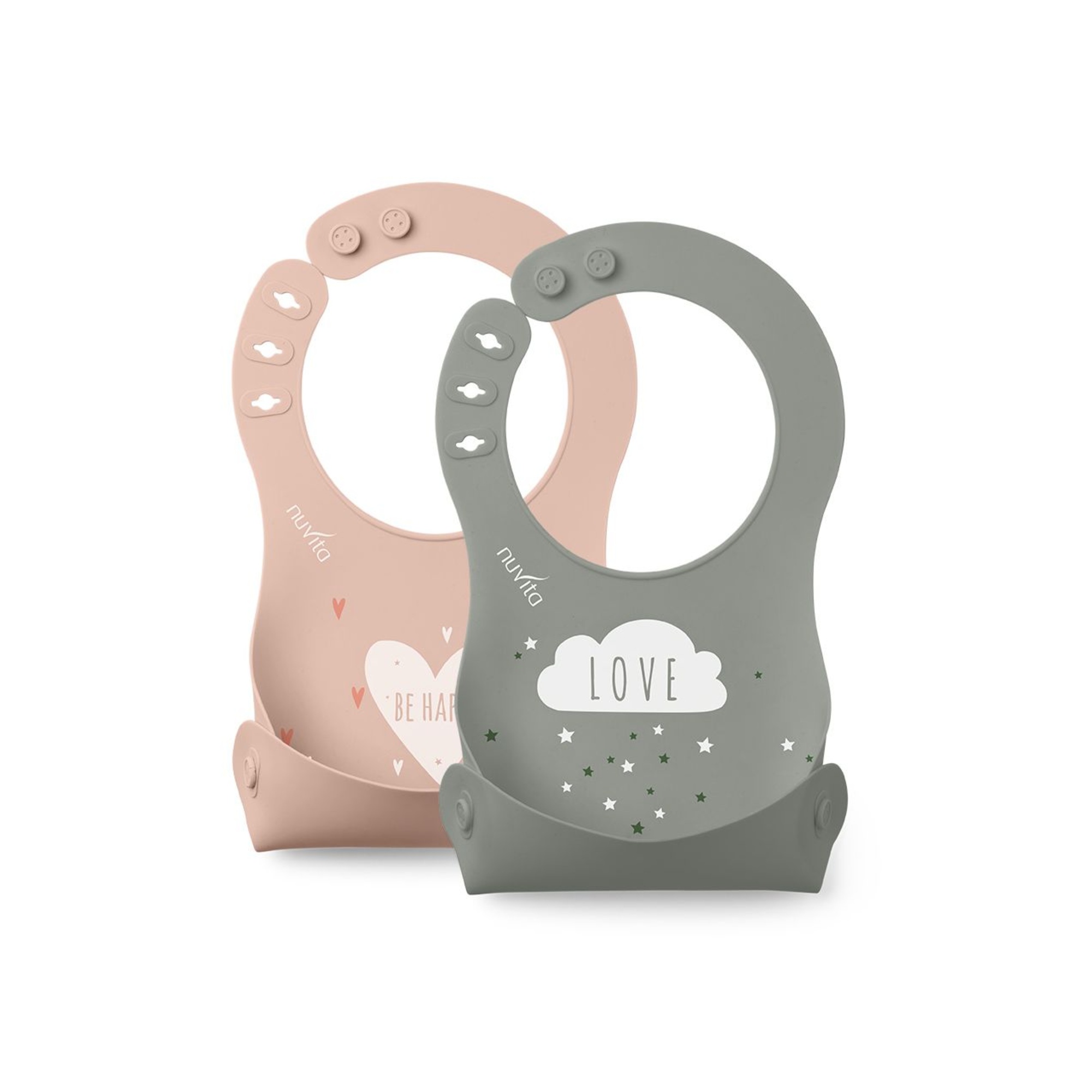 Nuvita Squashy 4370 bavaglini silicone 2 pezzi rosa salvia