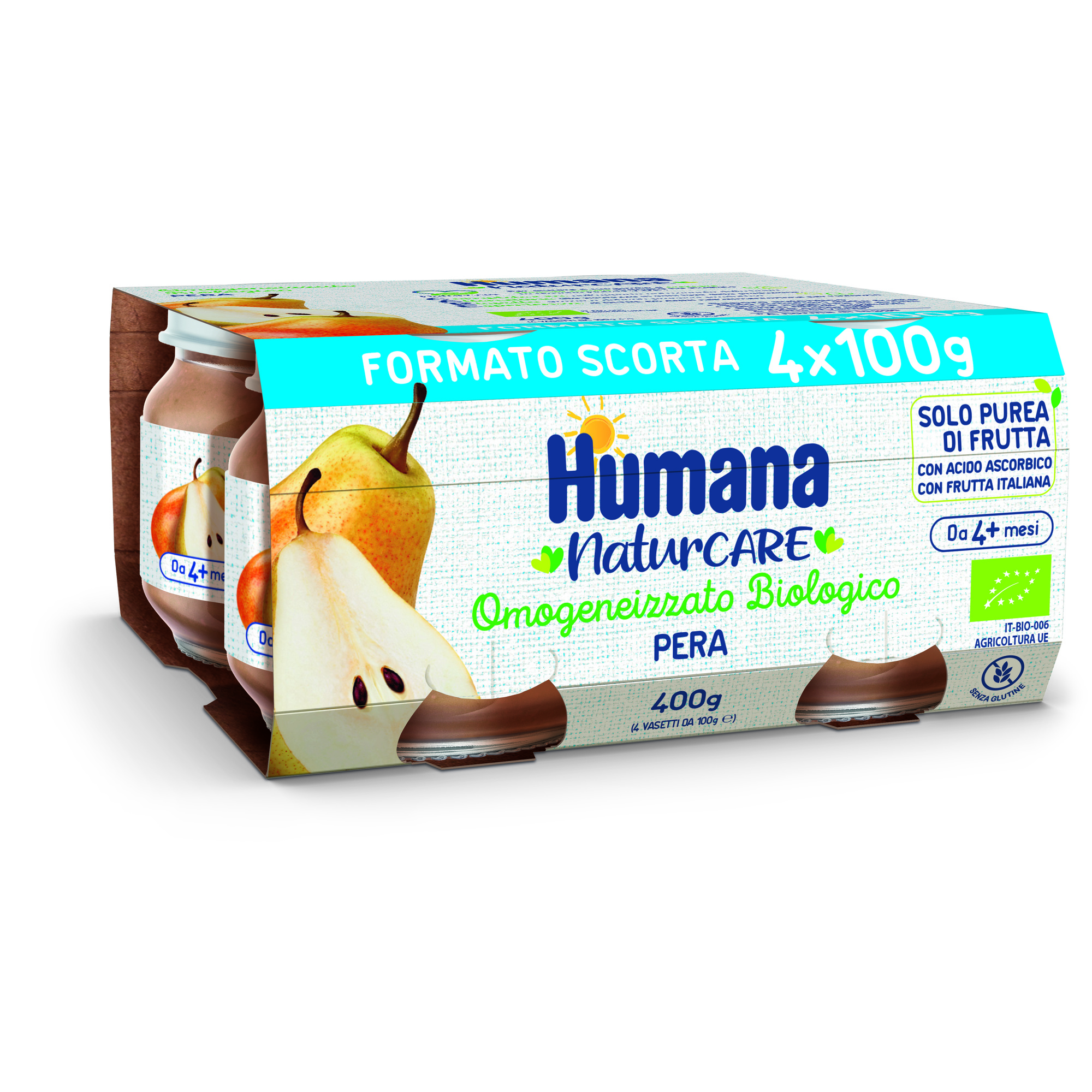Humana Omogeneizzato Pera Bio 4x100 g dal 4° mese