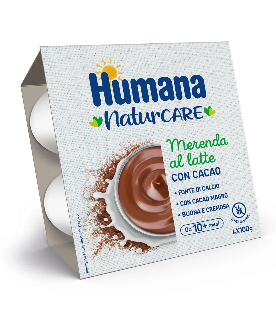 Humana Merenda al Latte Cacao Merenda 4x100 g Senza Glutine
