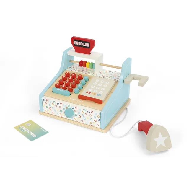 Wood n Play registratore di cassa legno con scanner e monete