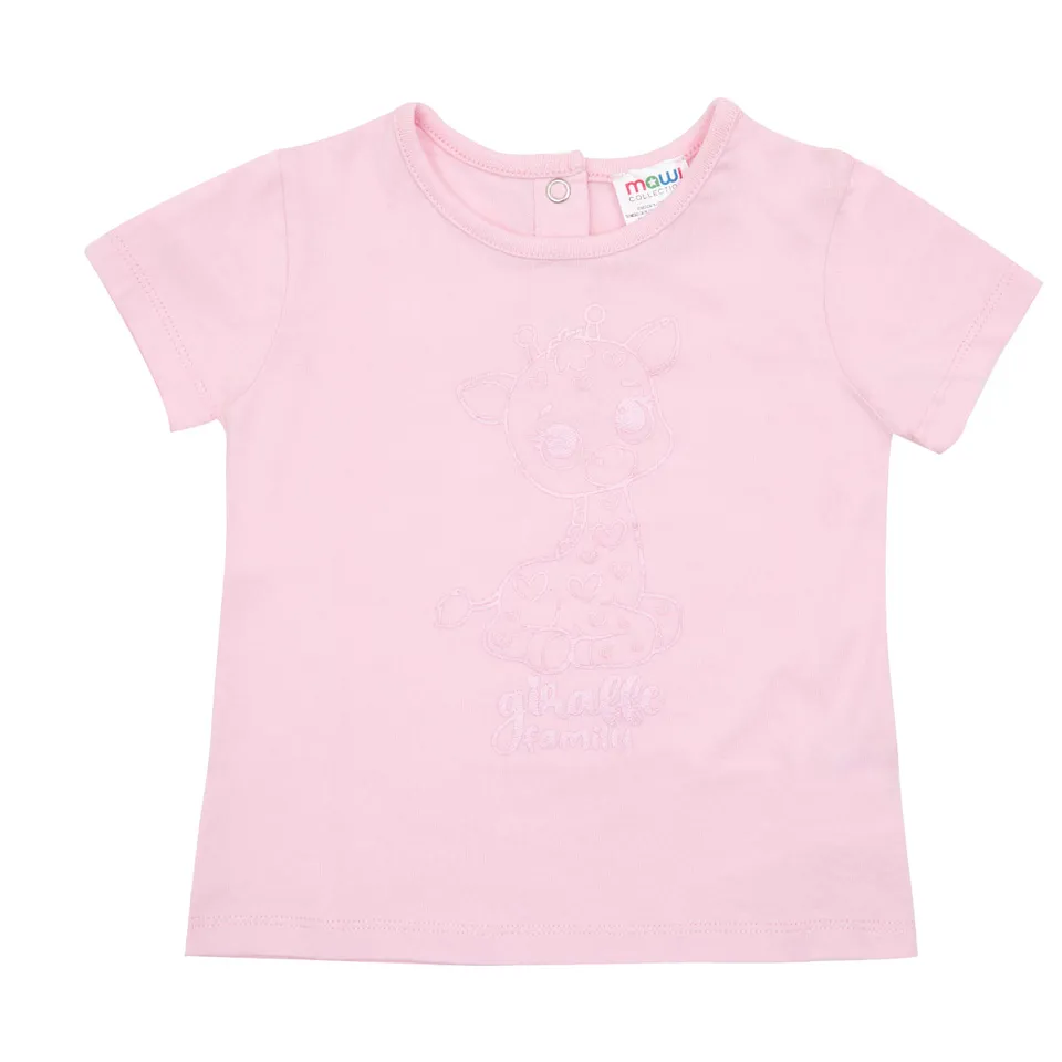 T-shirt bambina rosa Giraffe Family maglietta jersey
