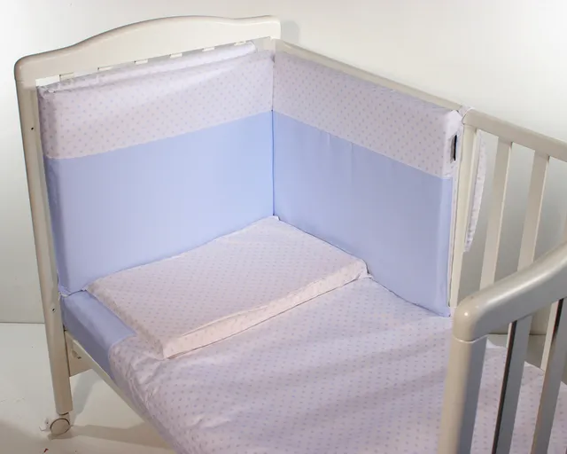 Baby's Clan completo lettino 3 pezzi pois azzurro in cotone