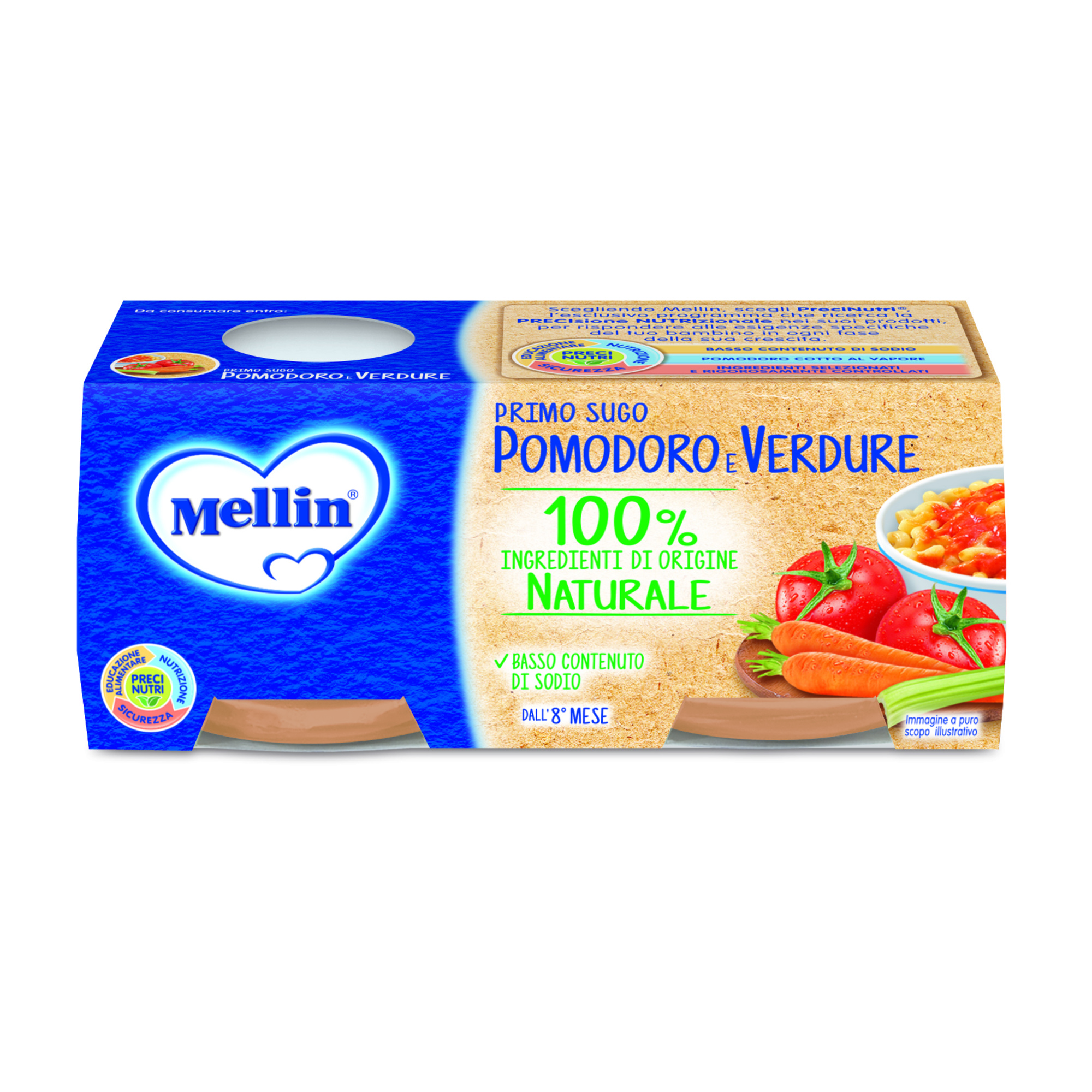 Mellin Primo Sugo Pomodoro e Verdure 2x80 g dagli 8 mesi