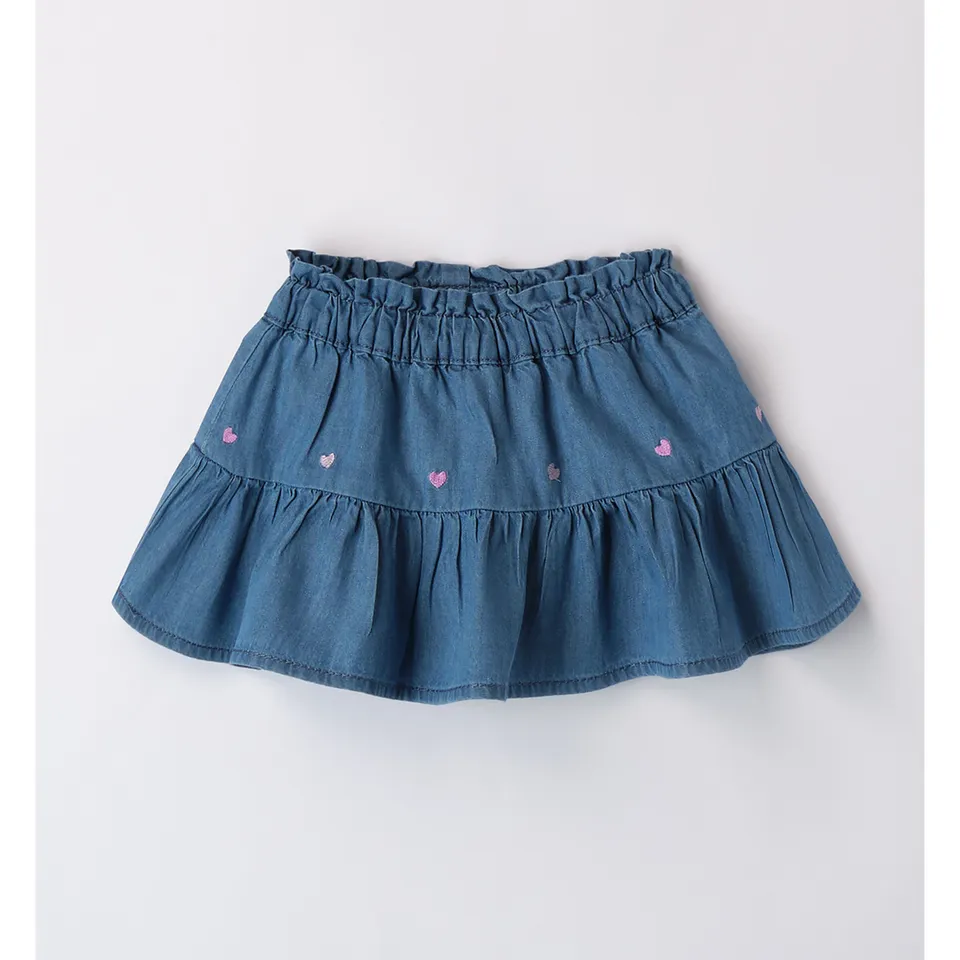 iDO gonna denim cuori bimba in cotone