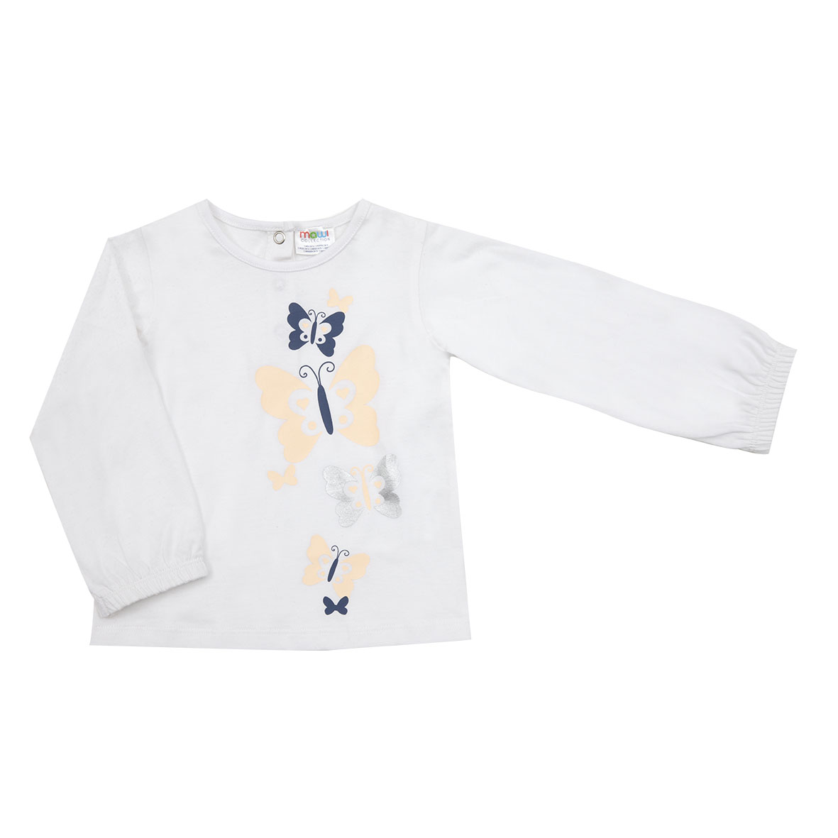 Maglia manica lunga bimba bianca farfalle cotone