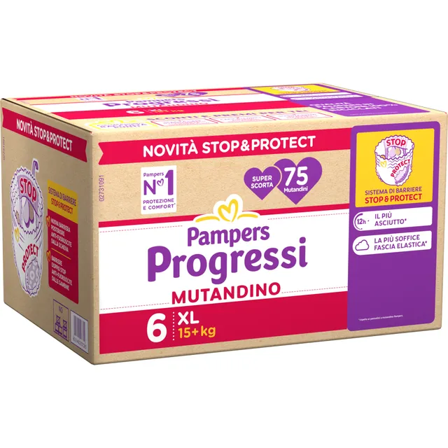Pampers Progressi Mutandina Taglia 6 75 pz 15+ kg