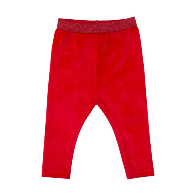 Mawi legging ciniglia stretch bambina rosso lurex