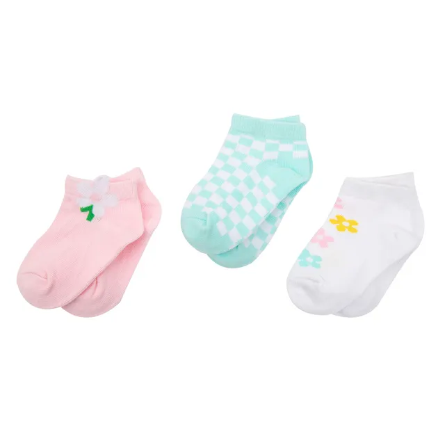 Calze corte bimba floreali cotone 3 paia multicolor