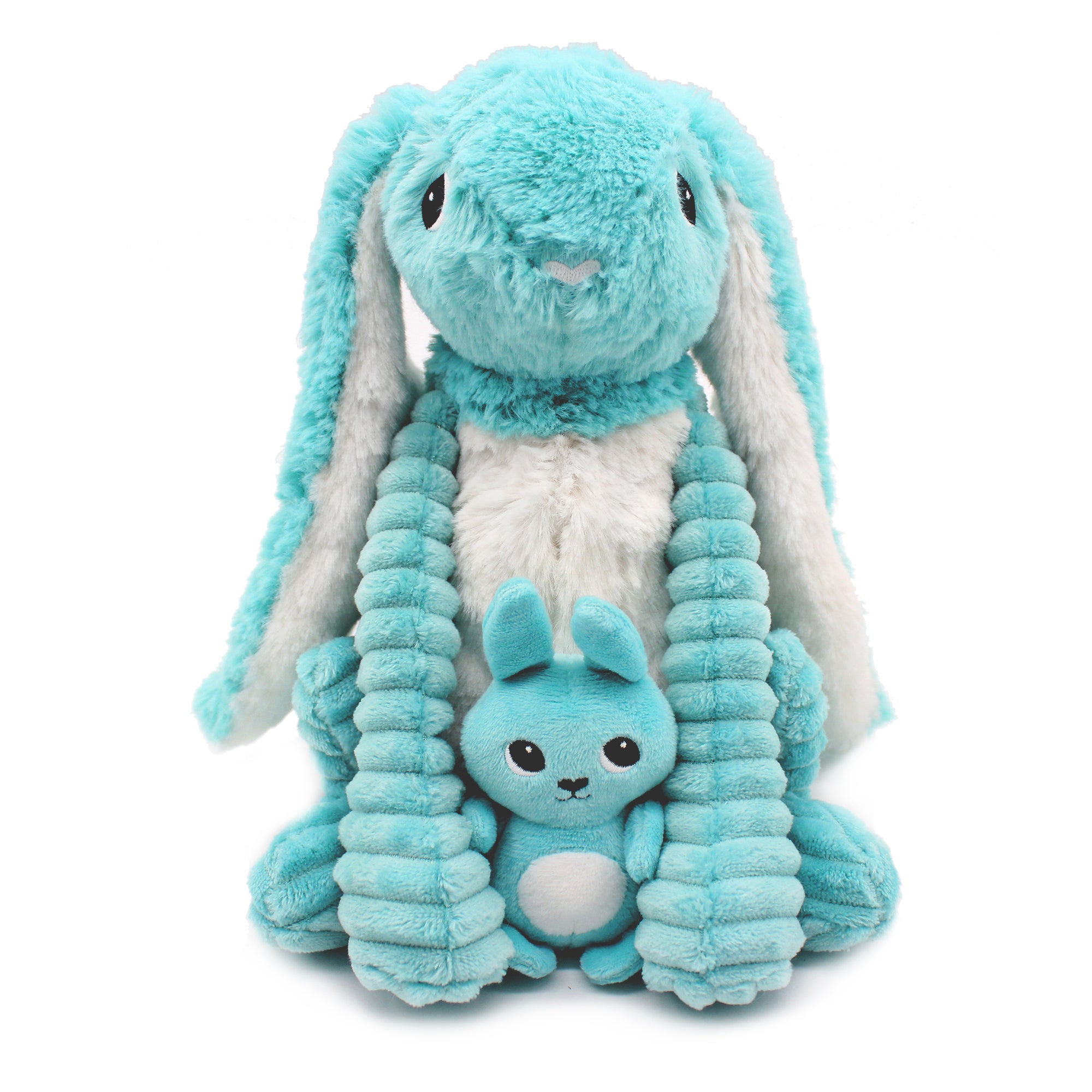 Les Deglingos Ptipotos Toudou Coniglio Peluche Mamma Bebè Blu Aqua