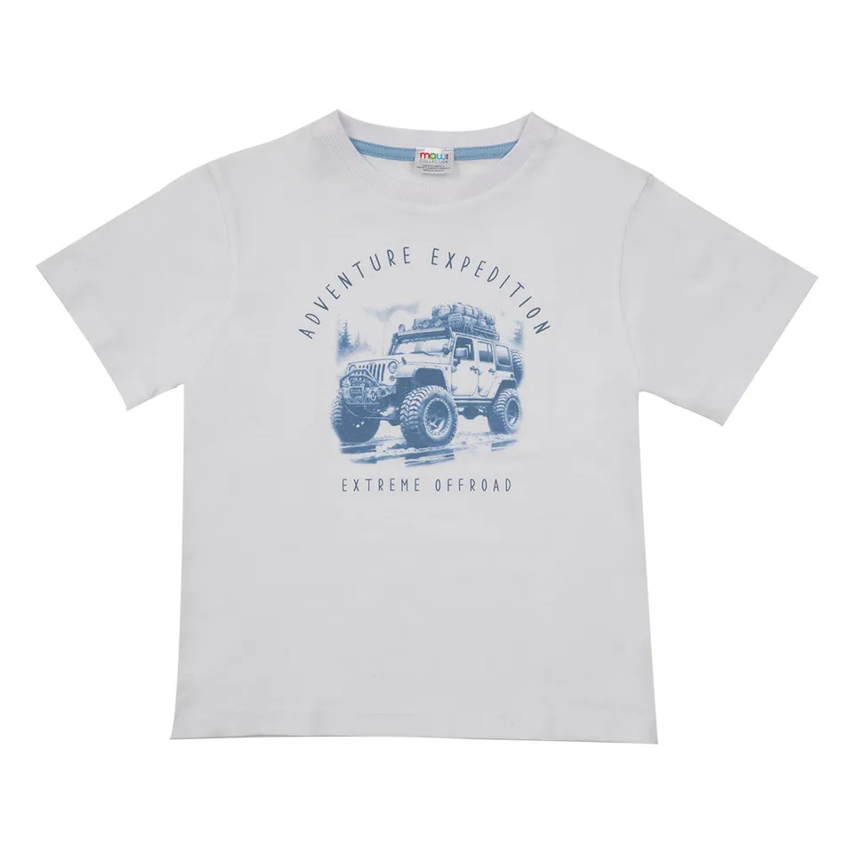 Maglietta bimbo bianca stampa jeep girocollo jersey