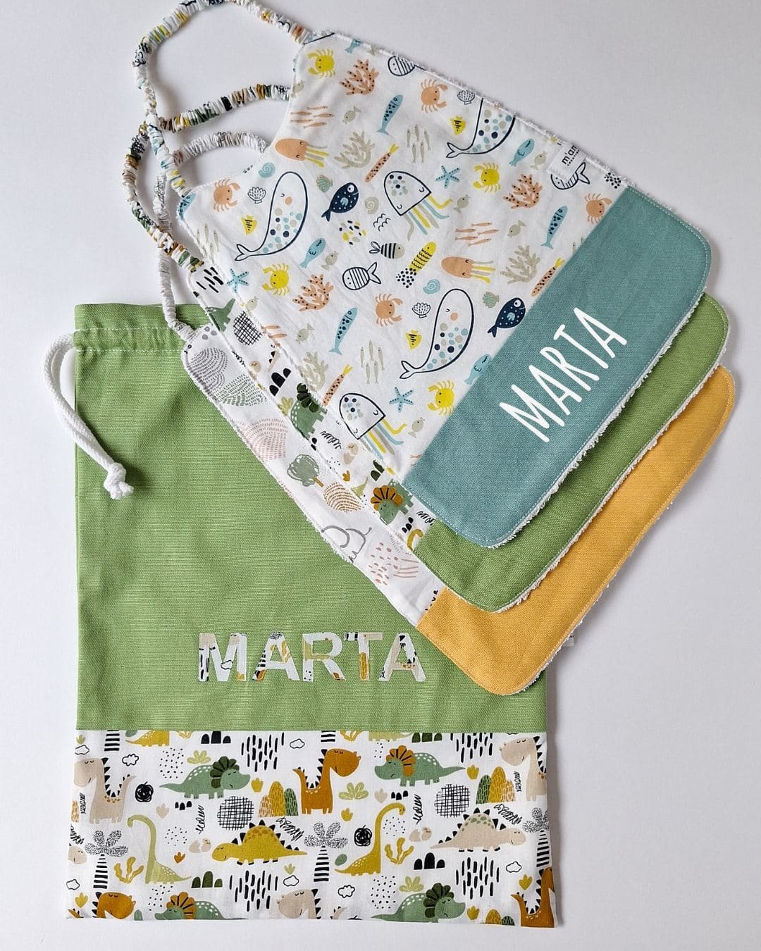 M'Amélie Creations Sacco Cambio Cotone Personalizzato Asilo