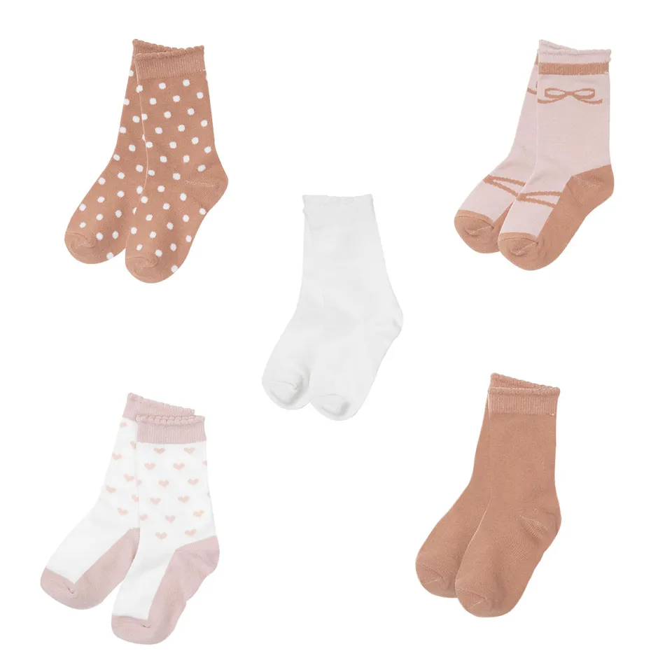 Calze bimba gambaletto bianco marrone 5 paia