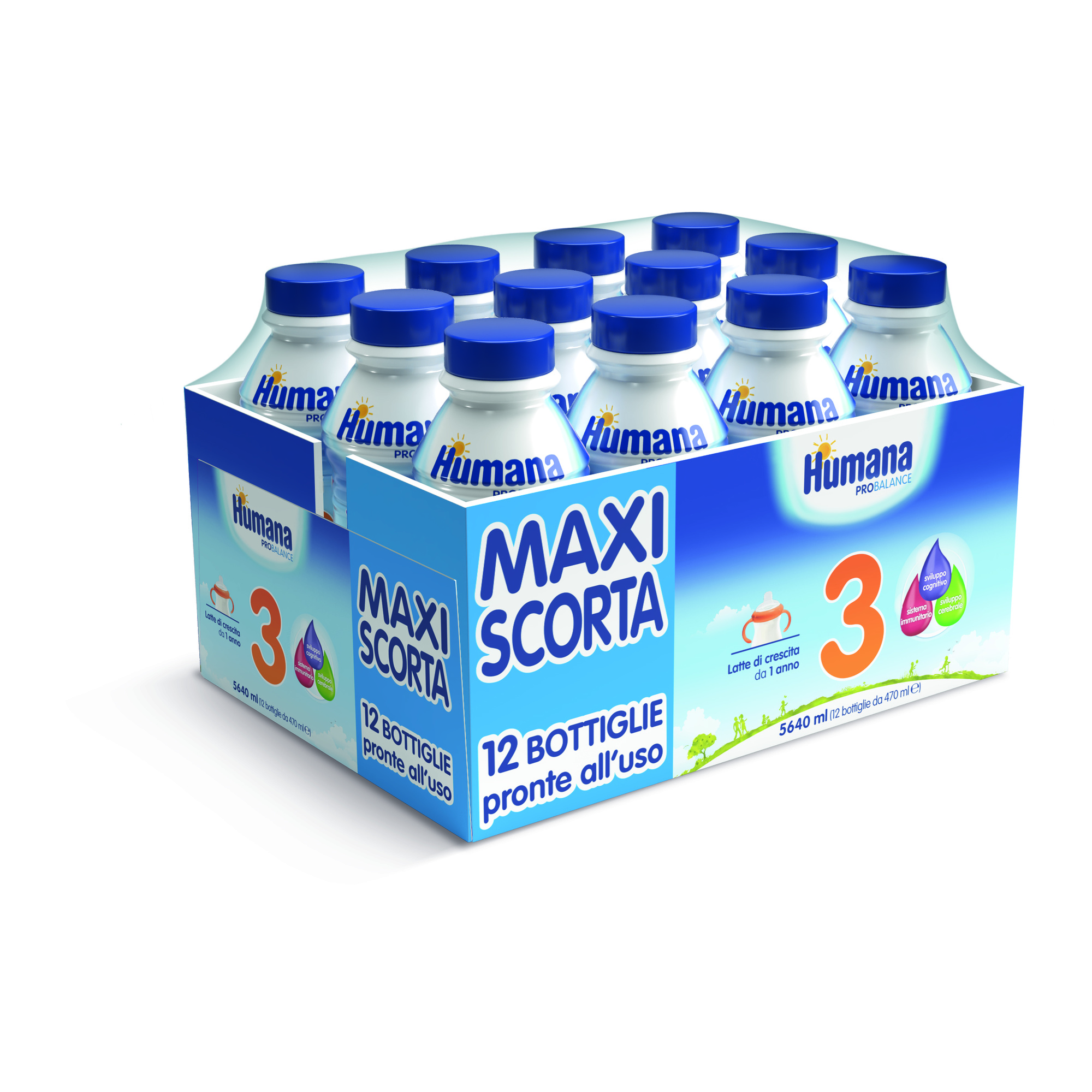 Humana 3 ProBalance latte crescita liquido 12x470ml con ferro