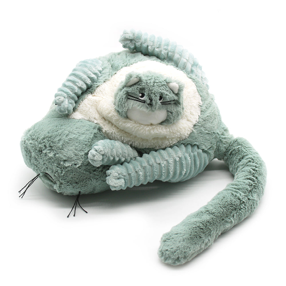 Les Deglingos Ptipotos Miaou Peluche Gatto Verde Menta 32 cm