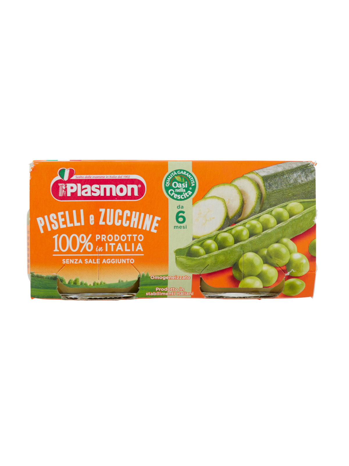Plasmon Omogeneizzato Piselli e Zucchine 2x80g dal 6 Mese