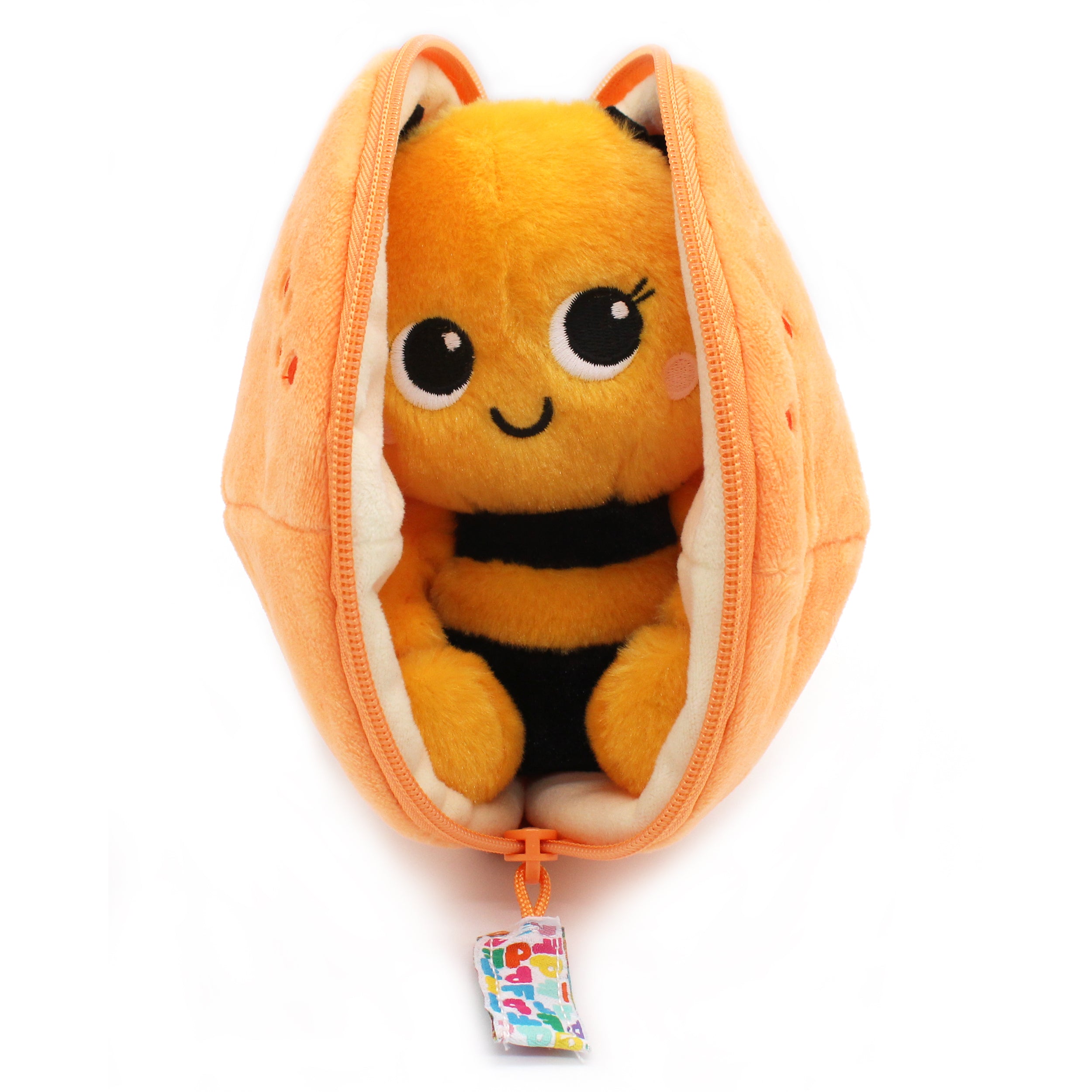 Les Deglingos Flipetz Buzzet peluche ape mandarino reversibile