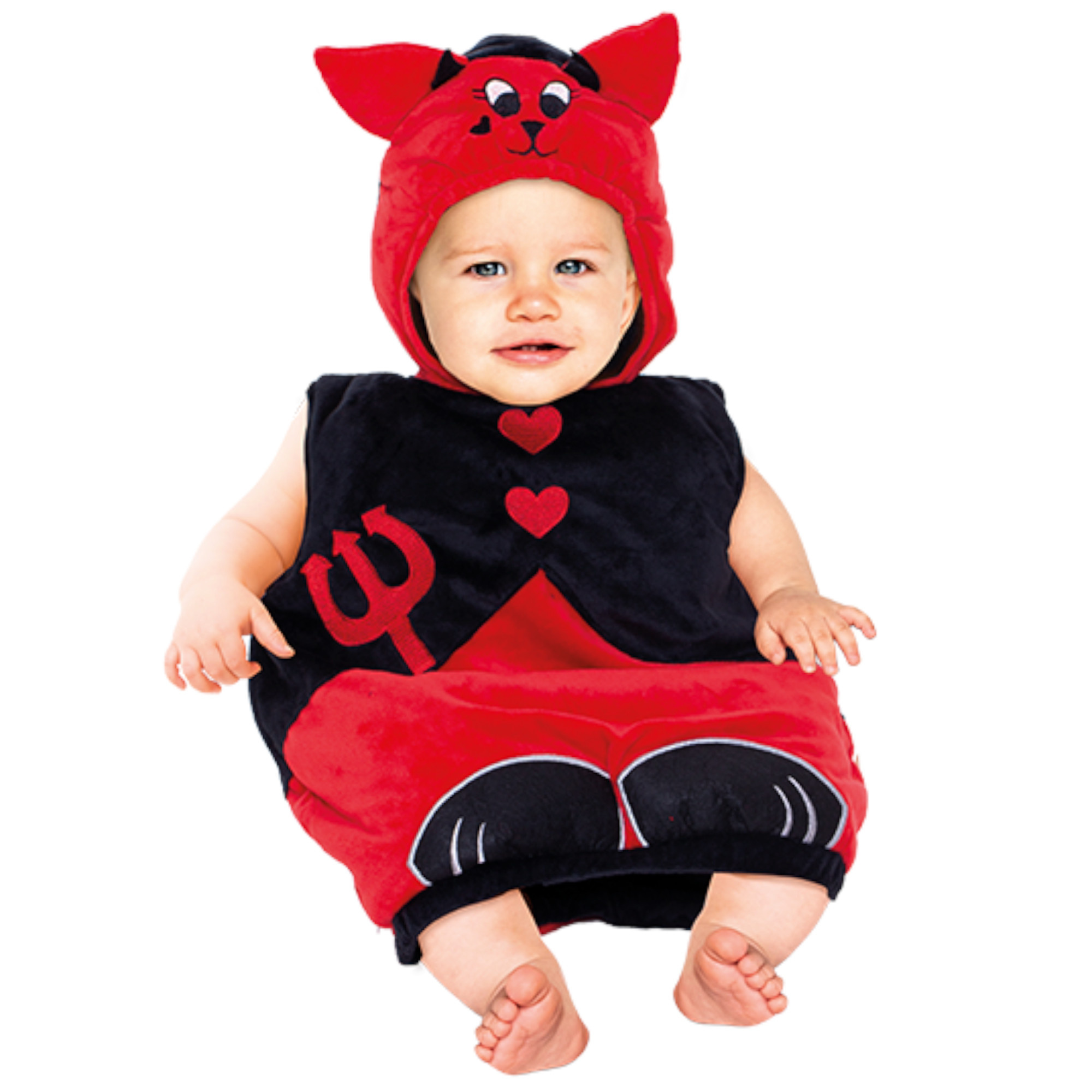 Costume Halloween diavoletto baby 6-12 mesi rosso velluto