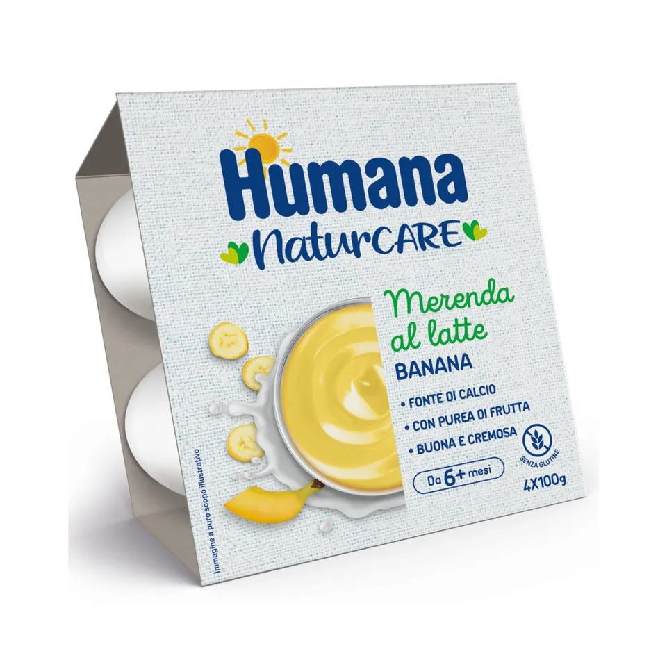 Humana Merenda Latte banana 4x100 g senza glutine