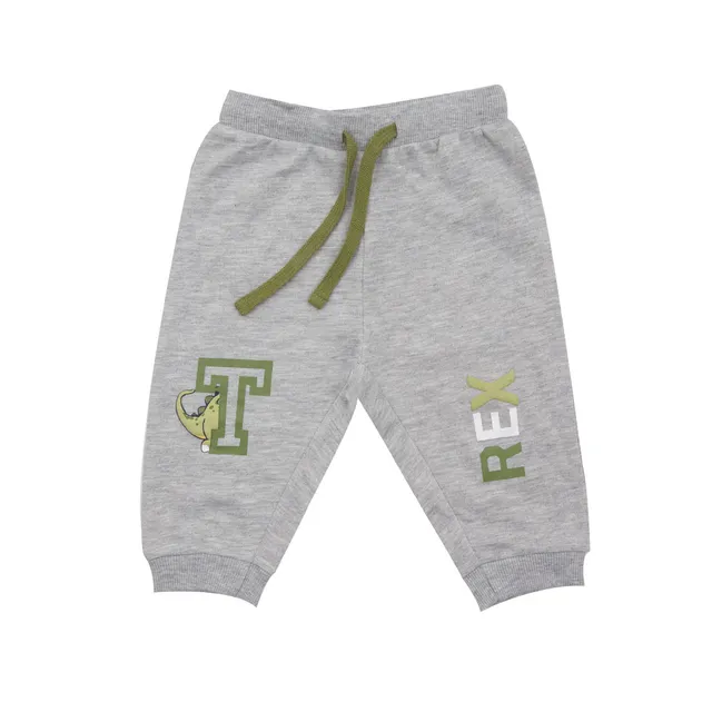 Pantalone Felpato Bimbo Grigio Dinosauro Casual