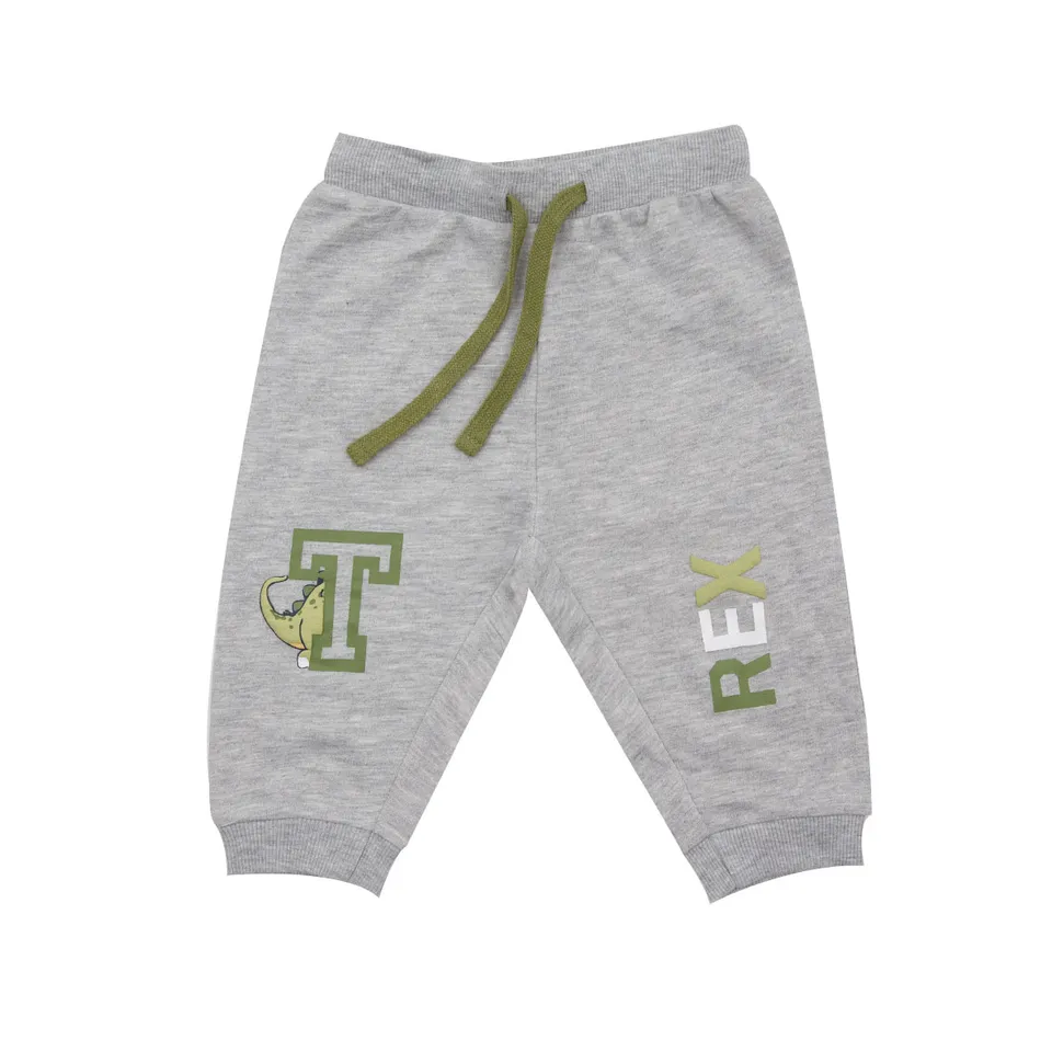 Pantalone Felpato Bimbo Grigio Dinosauro Casual