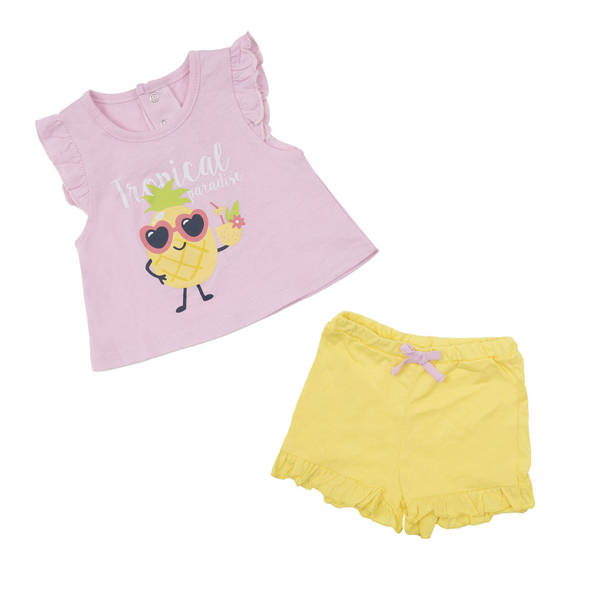 Toys Center Baby set bimba canotta e shorts rosa giallo
