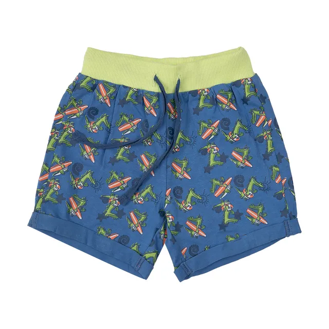 Bermuda bimbo jersey blu stampa draghetto con tasca