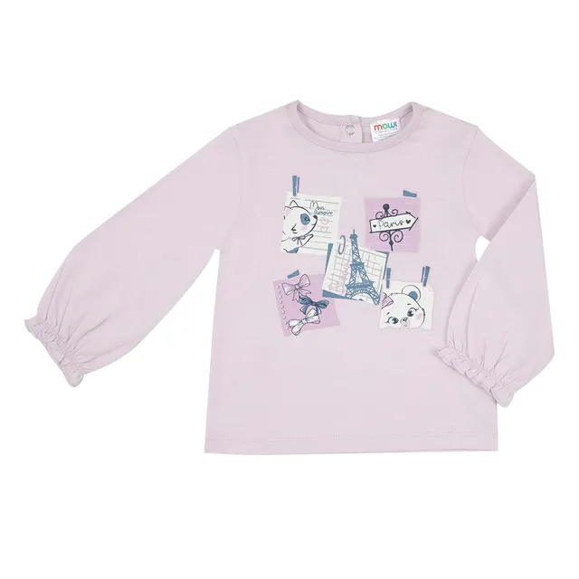 Maglia bimba jersey manica lunga rosa Paris