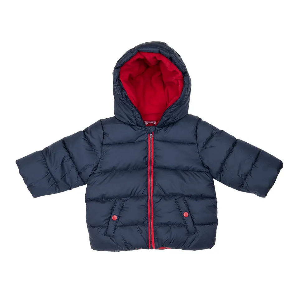 Giubbotto bambino imbottito blu cappuccio antivento
