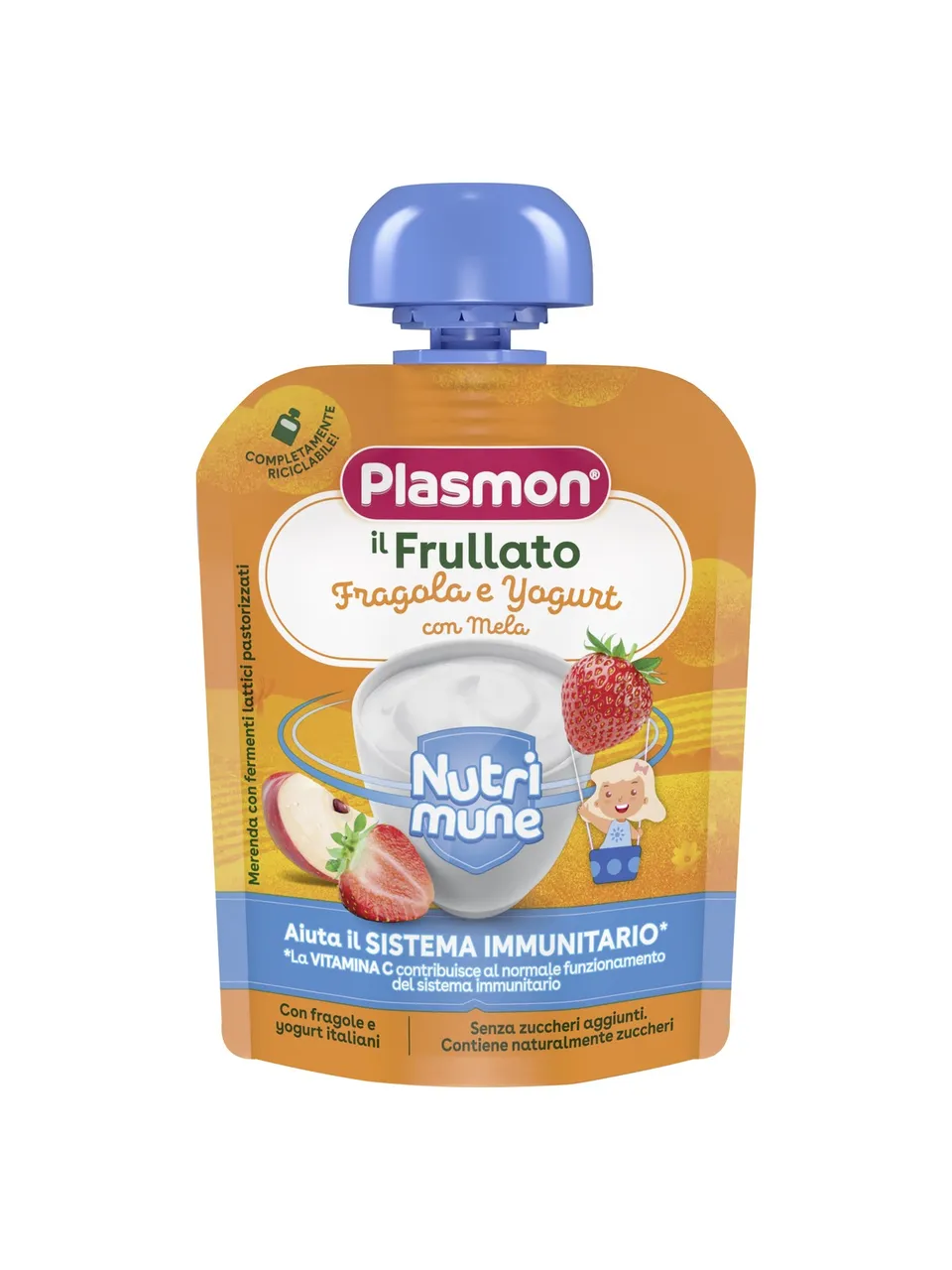 Plasmon Frullato Fragola Yogurt Mela Pouch 85g Vitamina C